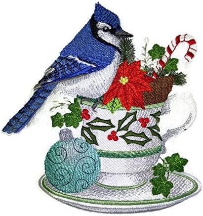 פסטיבל בהתאמה אישית כחול ג'יי ותה חג המולד ברזל רקום על תיקון/תפירה [6.9 *7.19] [תוצרת ארהב]